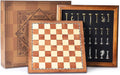 Wooden Chess Board Set with Pieces Storage for Adults Kids, 12.5 Inch Chess Set with Metal Pieces, Unique Chess Game
