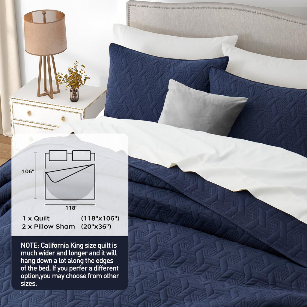 Quilt Bedding Set with Pillow Shams, Navy