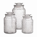 Clear Glass Kitchen Canister Set, Retro Design 3PC, 34-54oz