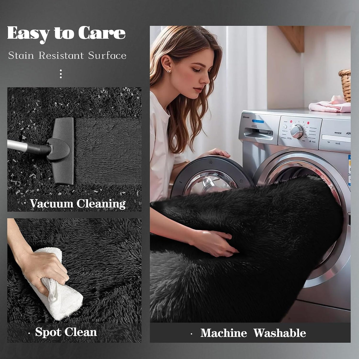 Area Rugs: Fluffy Shag Soft Washable Rug Large Fuzzy Plush Indoor Carpet Nursery Playroom Kids Girls Boys Room