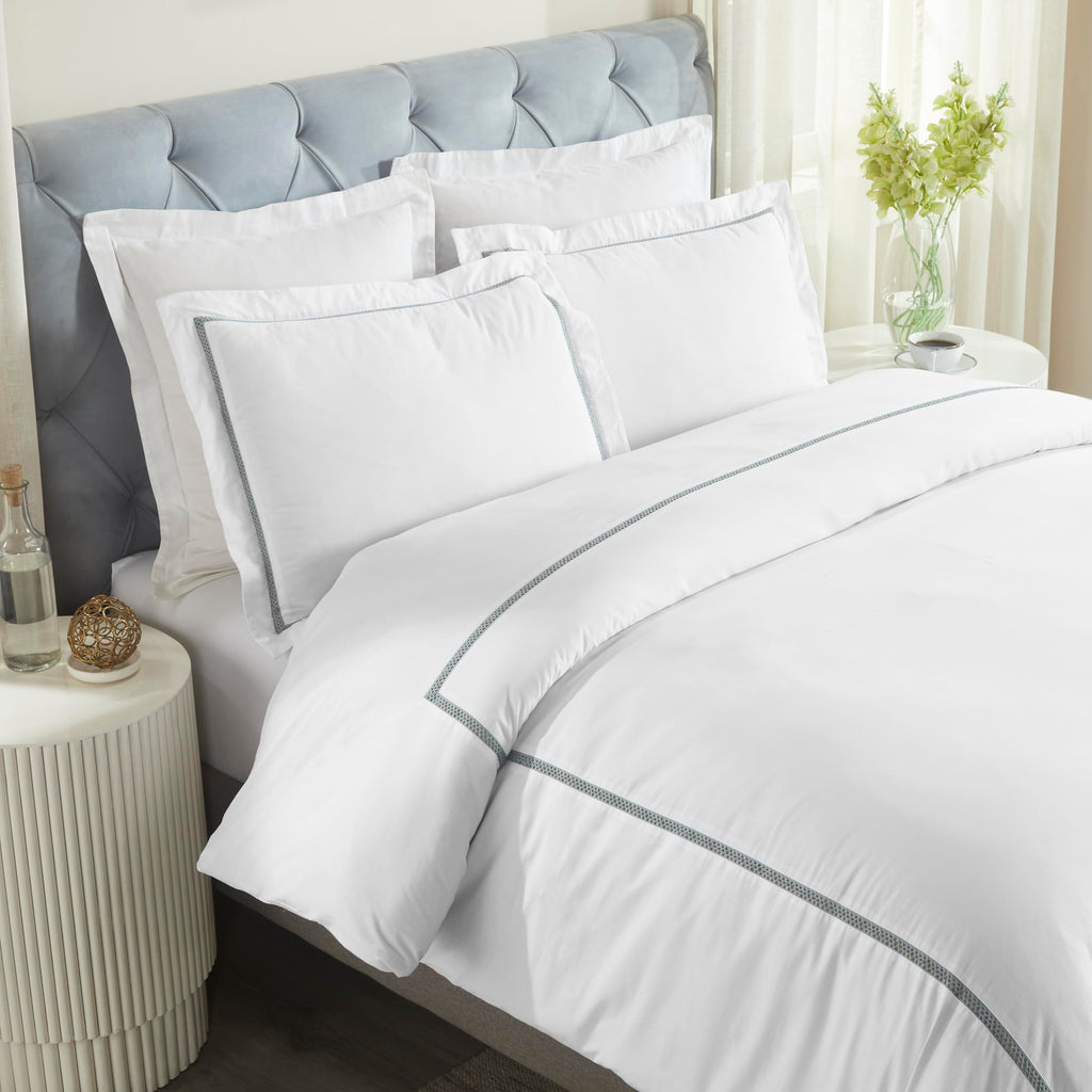 Embroidered Cotton Bed Sheet Set, 1 Elastic Deep Pocket Fitted Sheet, 1 Flat Sheet, 2 Pillowcases, Daily Soft Sheets