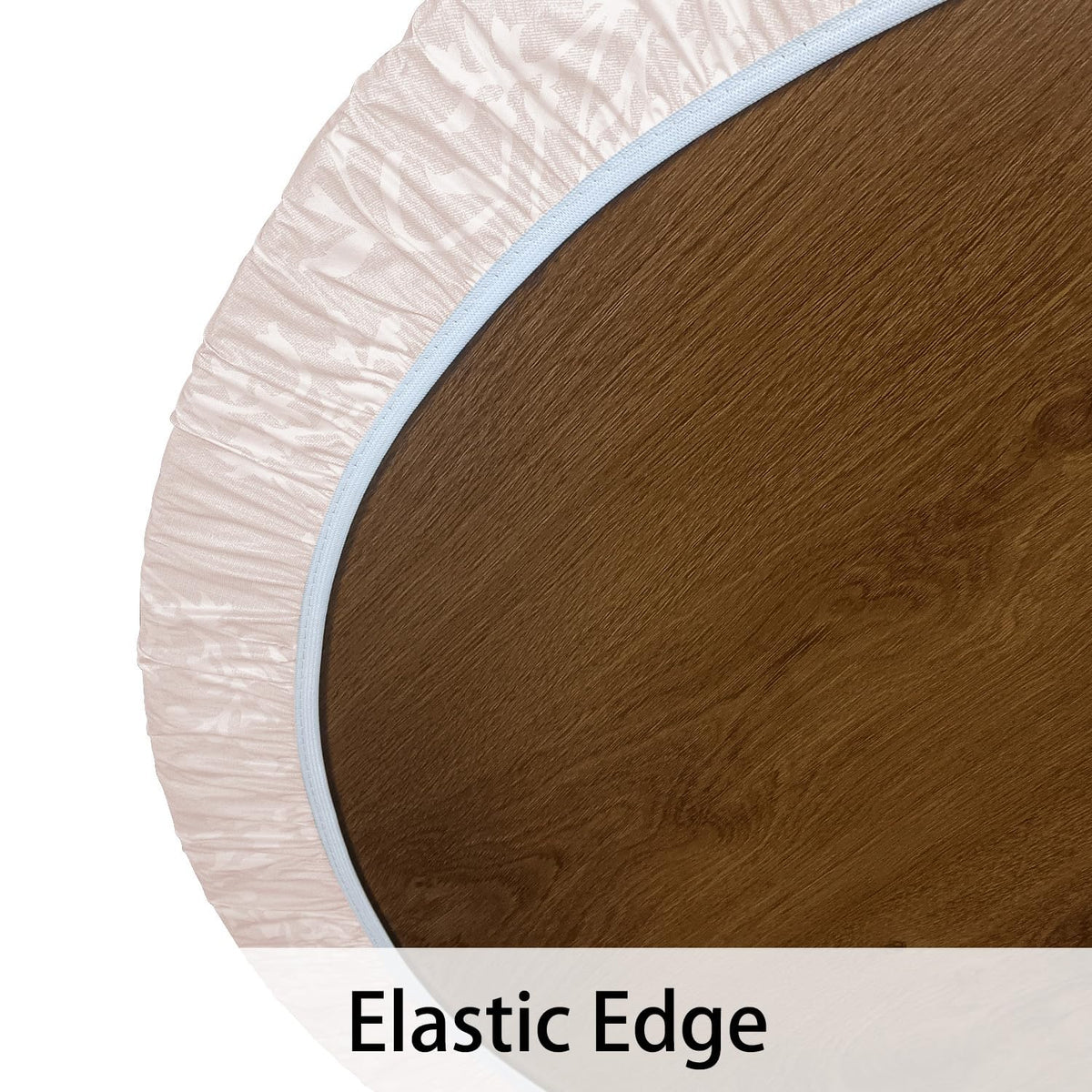 Round Vinyl Fitted Tablecloth with Flannel Backing Elastic Edge Plastic Table Cover - Warm Brich - Waterproof