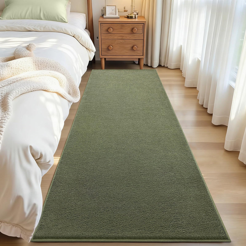 Soft Runner Rug, Washable and Non-Slip, Green