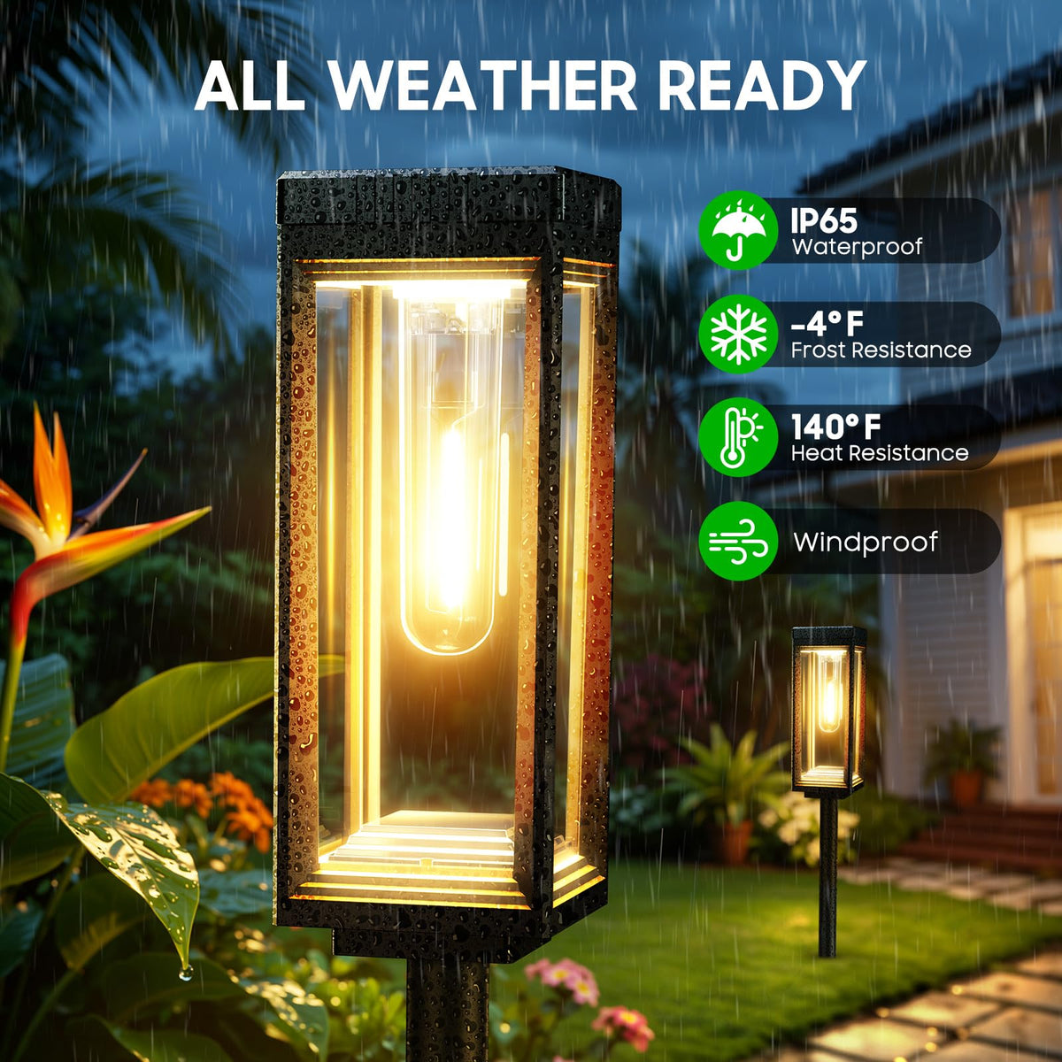 Tall Solar Lights Outdoor, 8 Pack Bright Pathway Lights Solar Powered