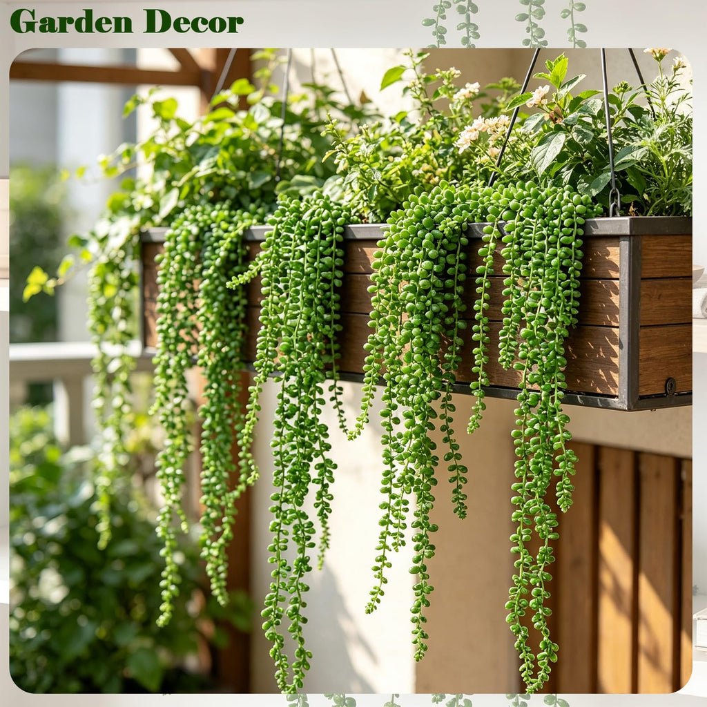 6Pcs Artificial Hanging Succulents String of Pearls Plants 27.5In