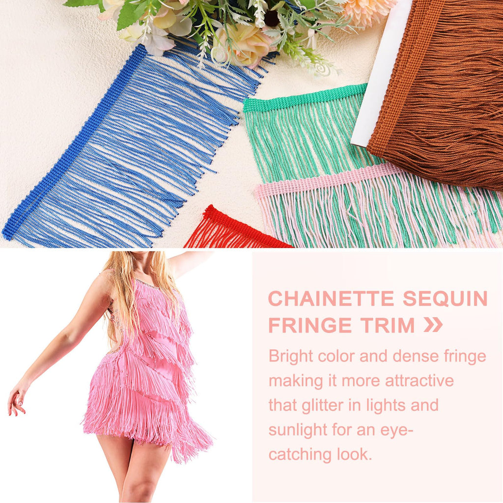 8 Inch Chainette Fringe Trim Tassel Sewing Trims Polyester Fringe Ribbon for DIY Sewing Crafts Clothing Lamp - 10 Yards