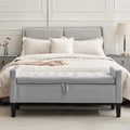 Velvet Storage Ottoman Bench, 46'' Upholstered Button Tufted End of Bed Bench, Modern Storage Bench , Grey