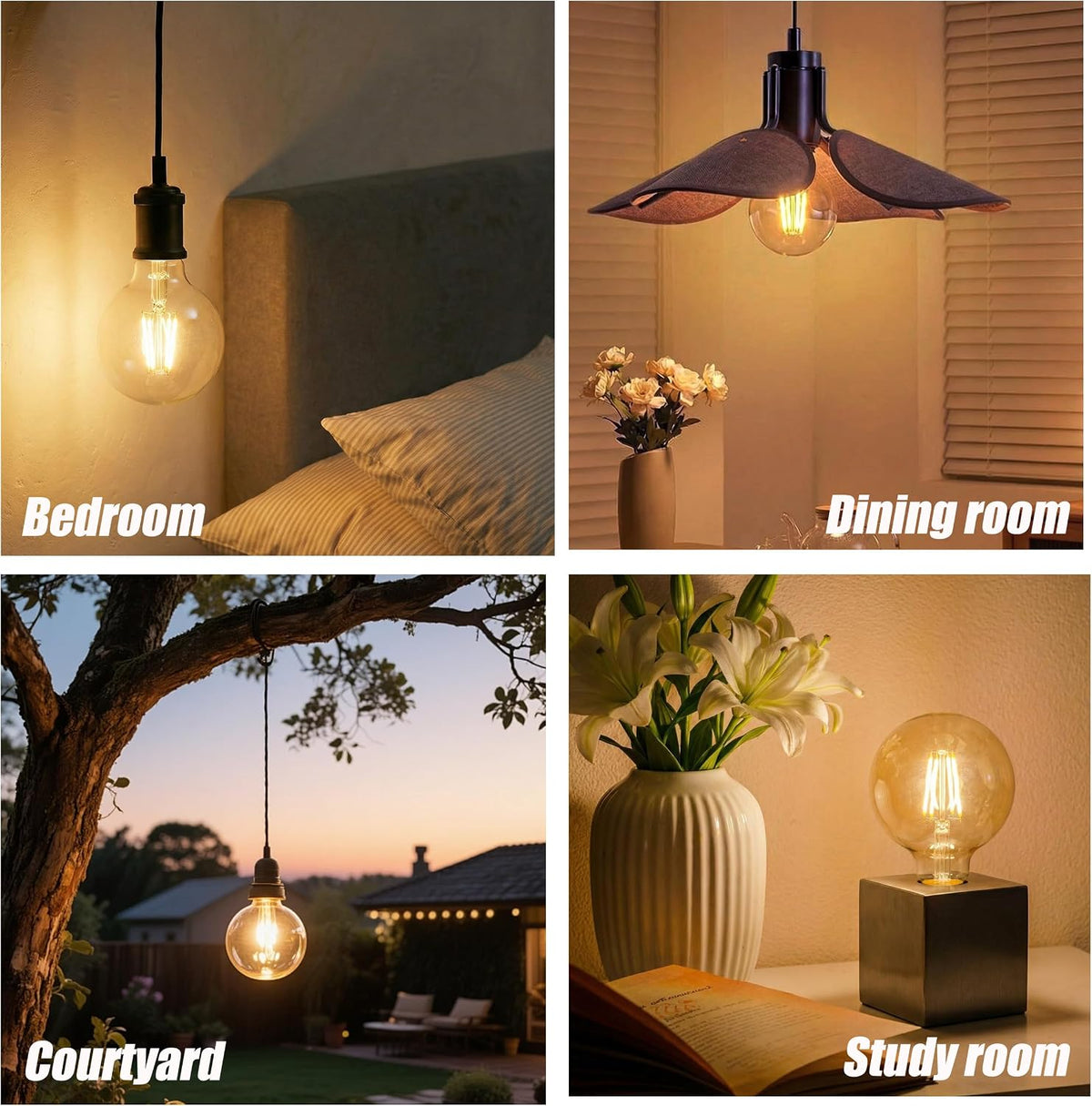 G25 globe Edison light bulbs 8W 1000LM(100W incandescent Equivalent) E26 dimmable Vintage Round LED Vanity Light Bulb
