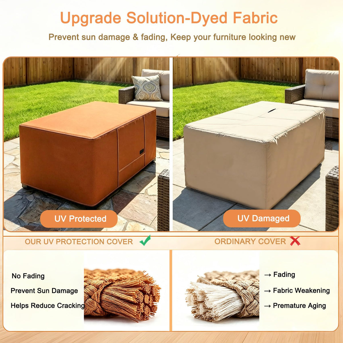 Waterproof Patio Coffee Table Cover Rectangular 36 x 20 x 18 Inch Outdoor Furniture Coffee Table Cover Small
