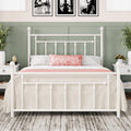 14'' Metal Platform Bed Frame, Vintage Headboard, White