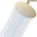 Brushed Gold Round Rainfall Shower Head, All Metal Stainless Steel Rain Shower Heads with 90 Anti-Clog Silicone