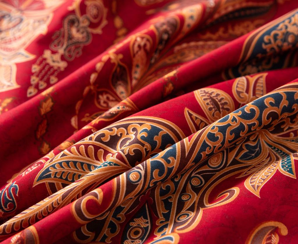 Italian Bohemian Paisley Duvet Cover 3pc Set Boho Bedding Boteh Damask Medallion Egyptian Cotton Sateen Luxury