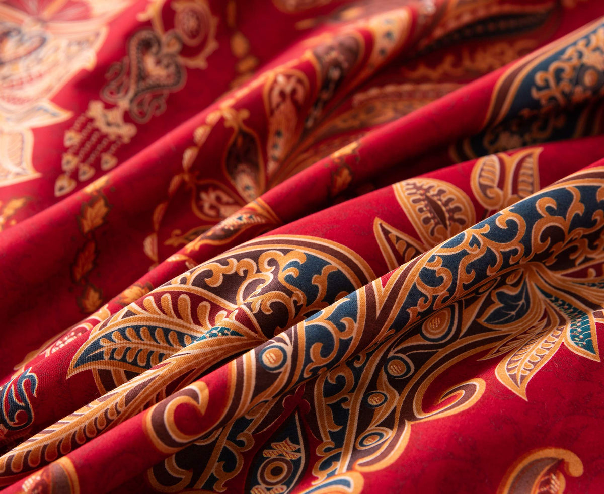 Italian Bohemian Paisley Duvet Cover 3pc Set Boho Bedding Boteh Damask Medallion Egyptian Cotton Sateen Luxury