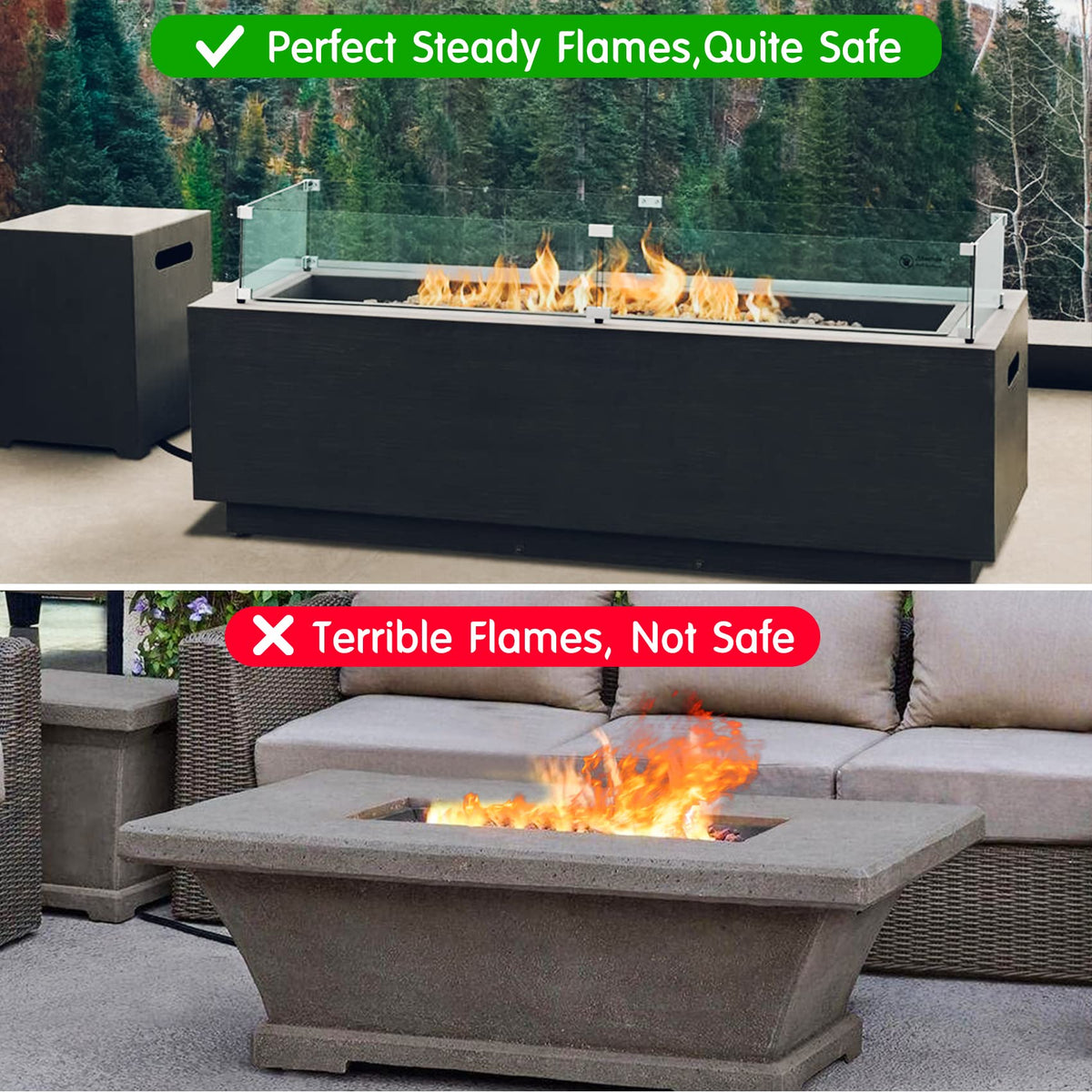 Fire Pit Tempered Glass Wind Guard, 78" x 11"