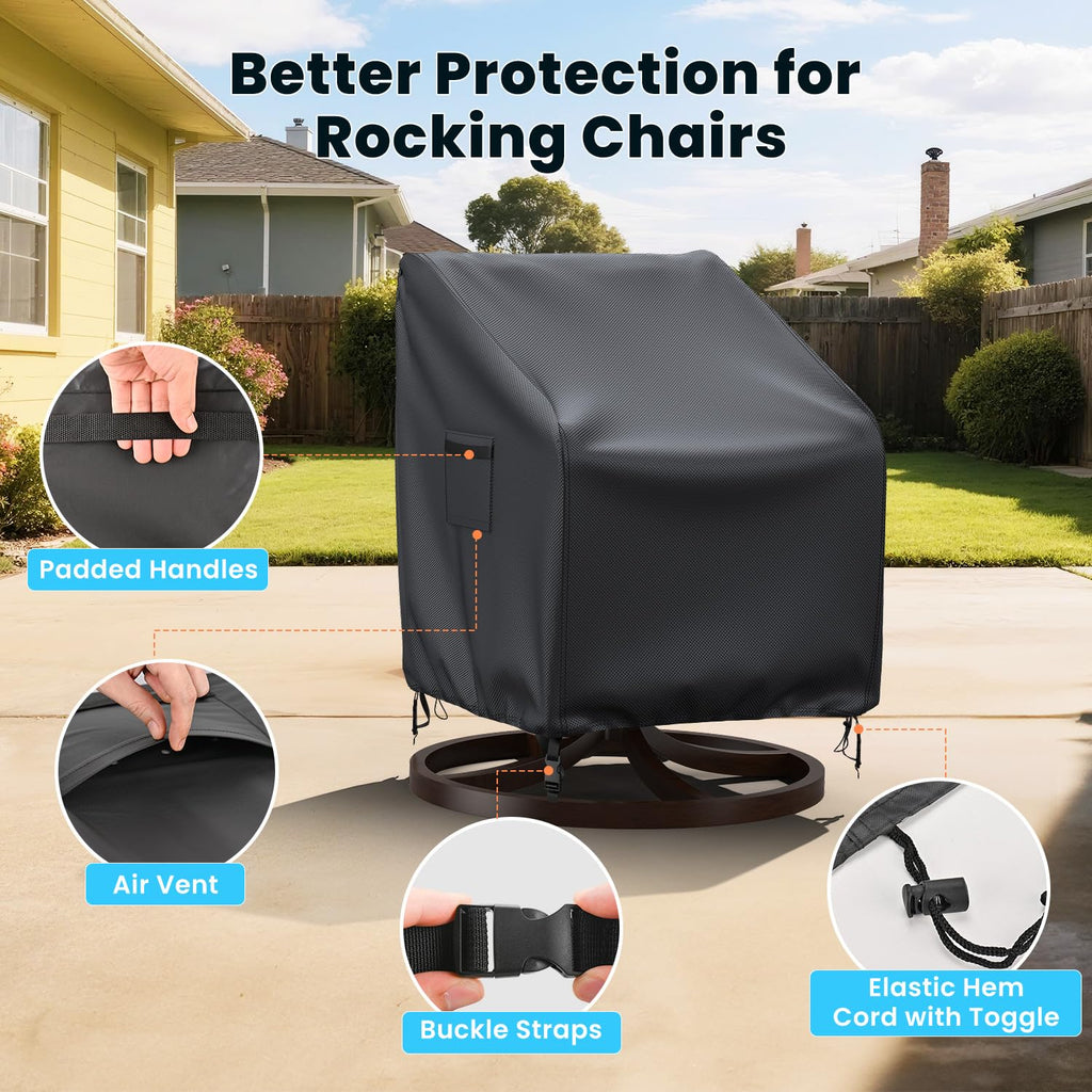 Outdoor Swivel Lounge Chair Cover, 2 Pack Waterproof Outdoor Chair Covers, Heavy Duty for Outdoor Furniture, 30"