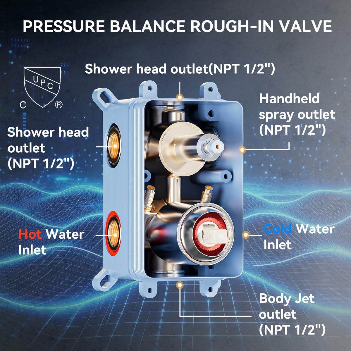 Brushed Nickel Shower System with Jets, 4 Way Shower Faucet Set with 2 in1 Handheld,Ceiling Mount 12"+6" Rain Shower