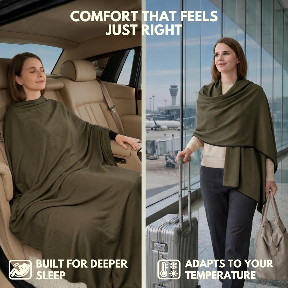 16-in-1 Soft Travel and Airplane Blanket with Bag Viscose from Bamboo