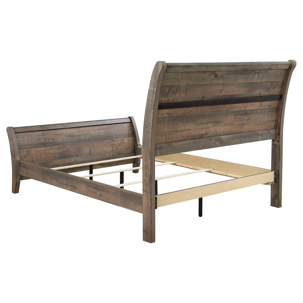 Home Furnishings Frederick Farmhouse Wood Queen Size Sleigh Bed Frame 55-inch Headboard Weathered Oak 222961Q
