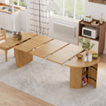 43-95 inch Long Round Extendable Dining Table for 4-10, Space Saving Oval Large Dinner Kitchen Table with 3 Leaf, 2