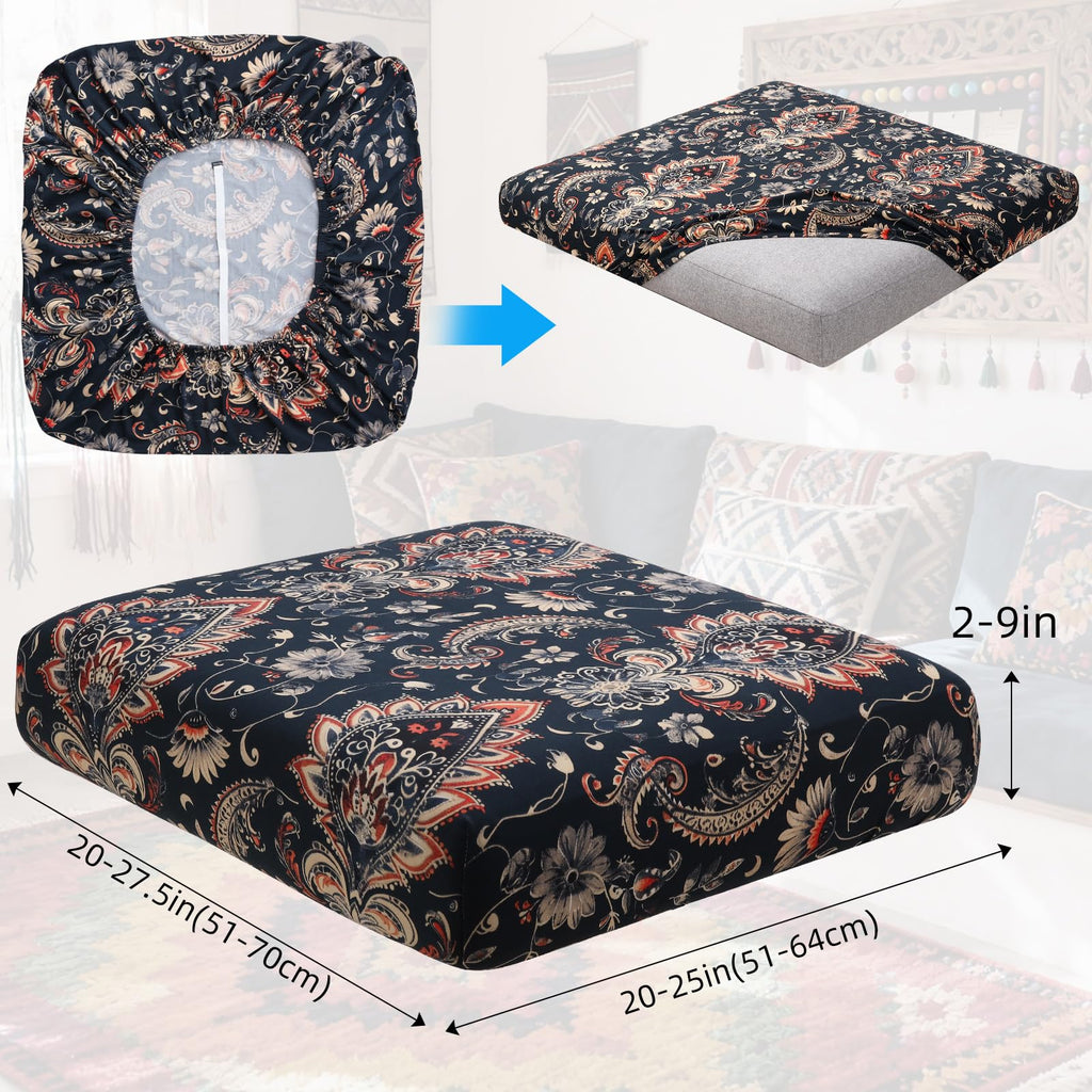 Sofa Couch Cushion Covers, Stretch Printed Couch Seat Slipcover, Soft Couch Cover for Dogs, Washable Non-Slip