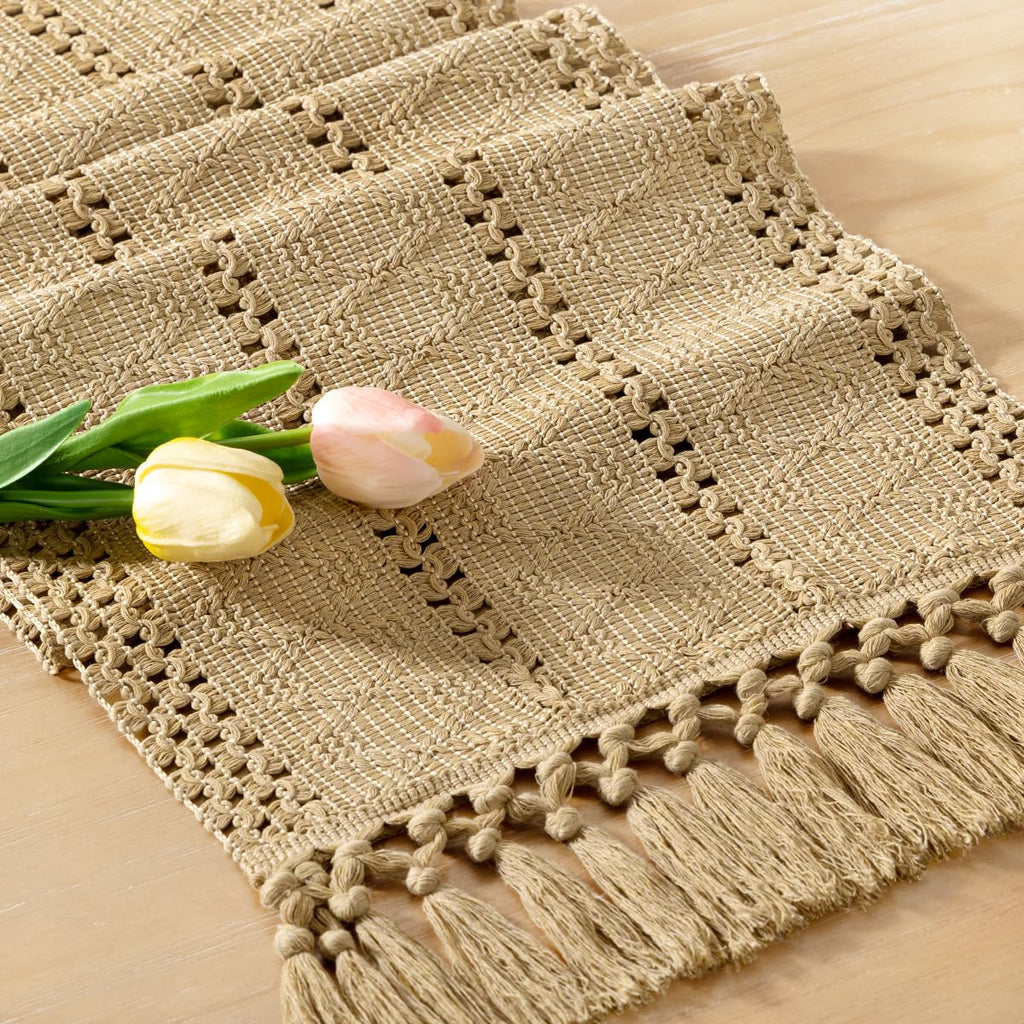 Boho Table Runner Fall Farmhouse Rustic Dining Dresser Scarf Home Decor