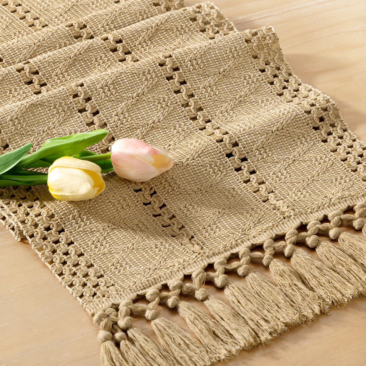 Boho Table Runner Fall Farmhouse Rustic Dining Dresser Scarf Home Decor