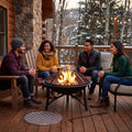 22" Wood Burning 2-in-1 BBQ Fire Pit with Spark Screen, Black