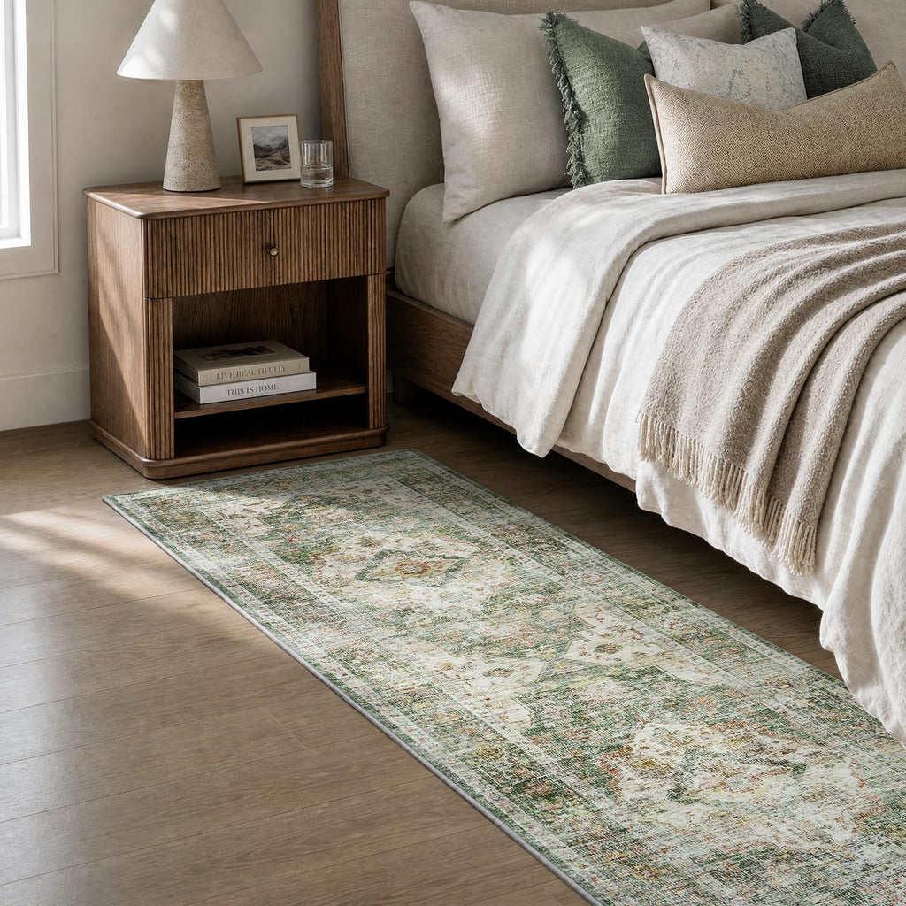 2X6 Runner Rug-Washable Runners s-Soft Non Slip Bedside Rugs -Vintage Long Rug s Entryway Laundry Room Stair Kitchen