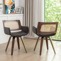 Cane Back Dining Chairs - Swivel Dining Room Chairs with Curved Arms