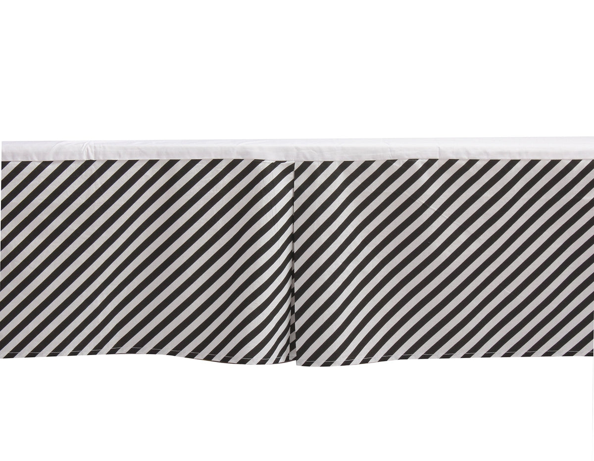 Love 100 Percent Cotton Percale Crib/Toddler Bed Skirt (Warp Stripes, Black)