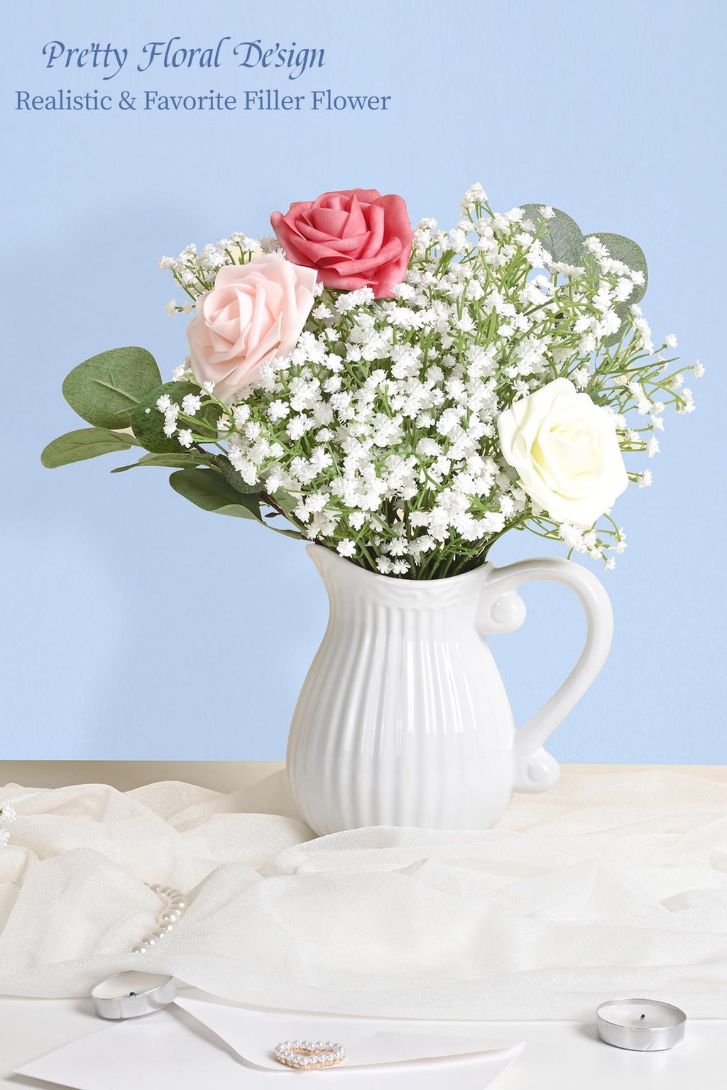 Babys Breath Artificial Flowers, 12 Pcs Baby Breath Flowers Fake Bulk