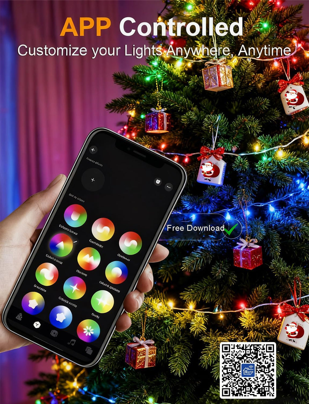 Smart Christmas String Lights 66Ft Color Changing