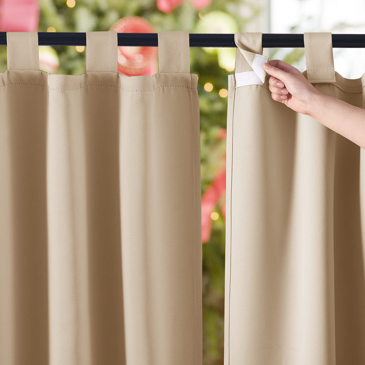Outdoor Curtains Waterproof 84" L Detachable Top 2 PCs