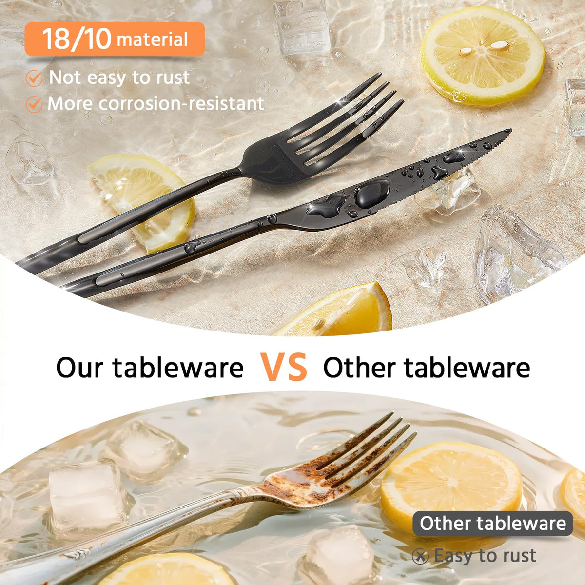 18/10 Silverware Set for 4, 20 Piece Black Stainless Steel Flatware Cutlery