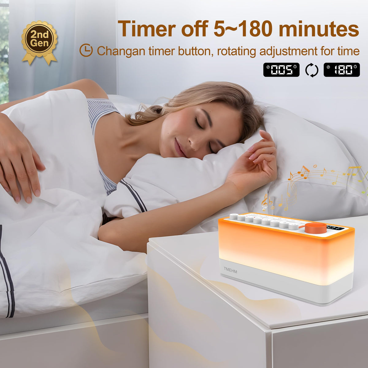 3-in-1 White Noise Machine for Sleep, Bluetooth Speaker, Night Light