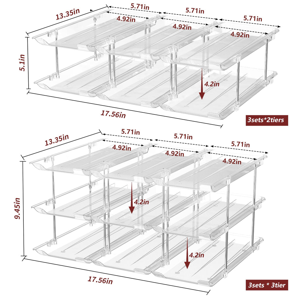 Can Organizer for Pantry, 2 Tier Stackable Rolling Can Storage Rack