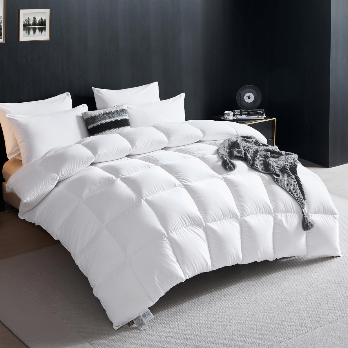 Goose Down Fiber Comforter, 100% Organic Cotton Cover Duvet Insert