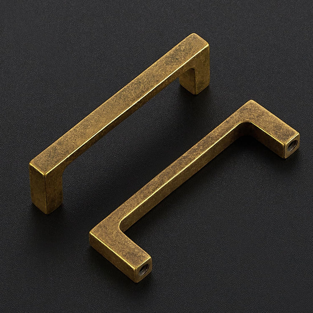 Antique Brass Kitchen Cabinet Solid Handles,3-1/2 Inch,10 Pack