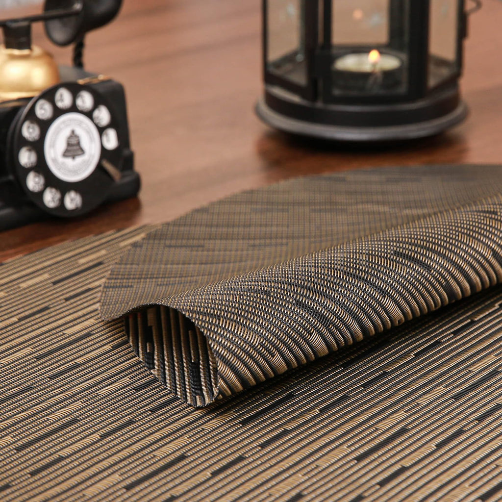 15 Inch Round Placemats Set of 6, Washable Vinyl Woven Place Mats