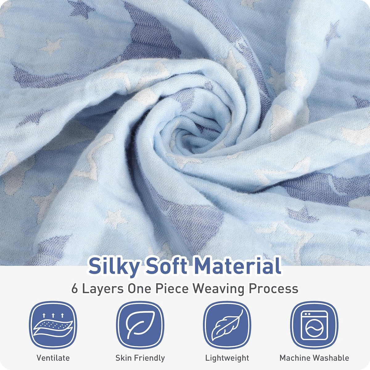Cotton Muslin Baby Blankets Organic Comforter Reversible Neutral Layer Soft 43.3"x41.3" for Newborn Infant Toddler