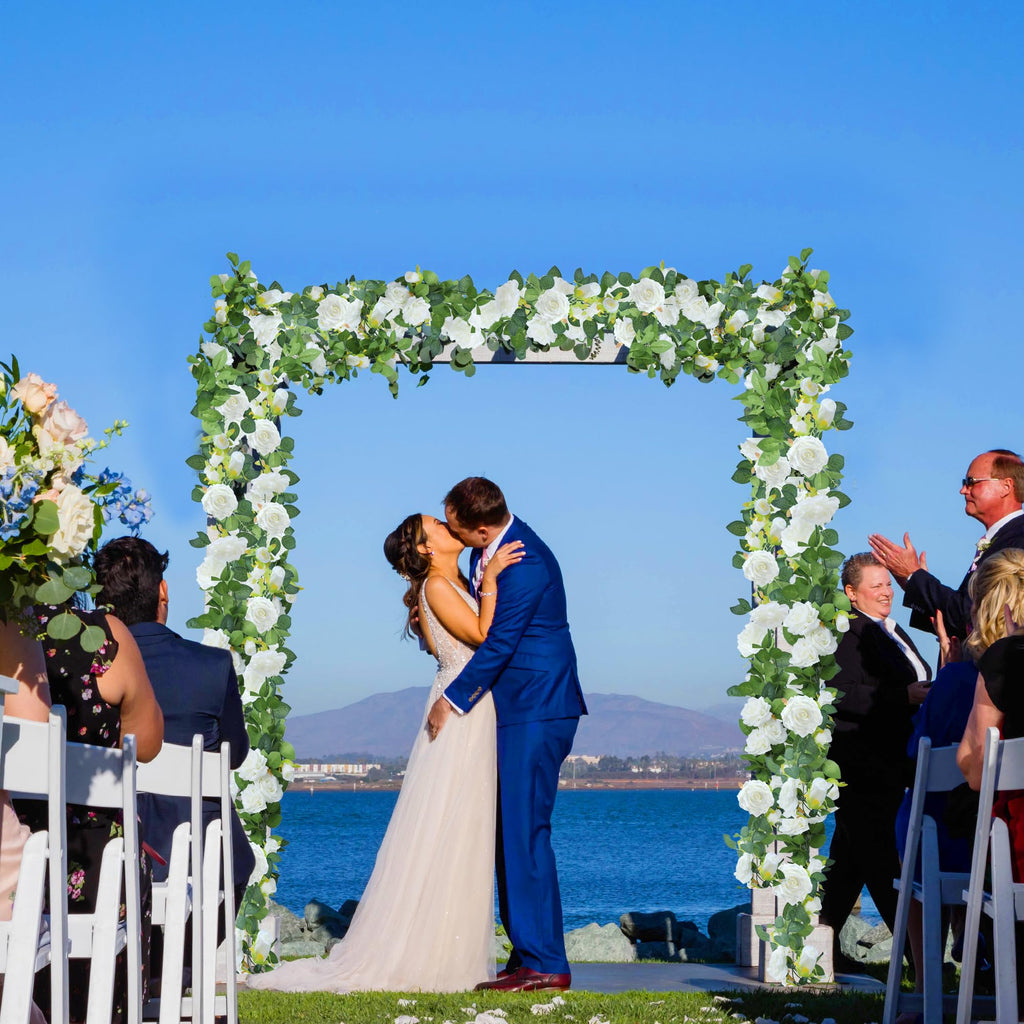 4Pcs 31Ft Artificial Rose Vine Fake Flower Garland Floral Garland Faux Silk Hanging Vine Rose Ivy Vines for Wedding