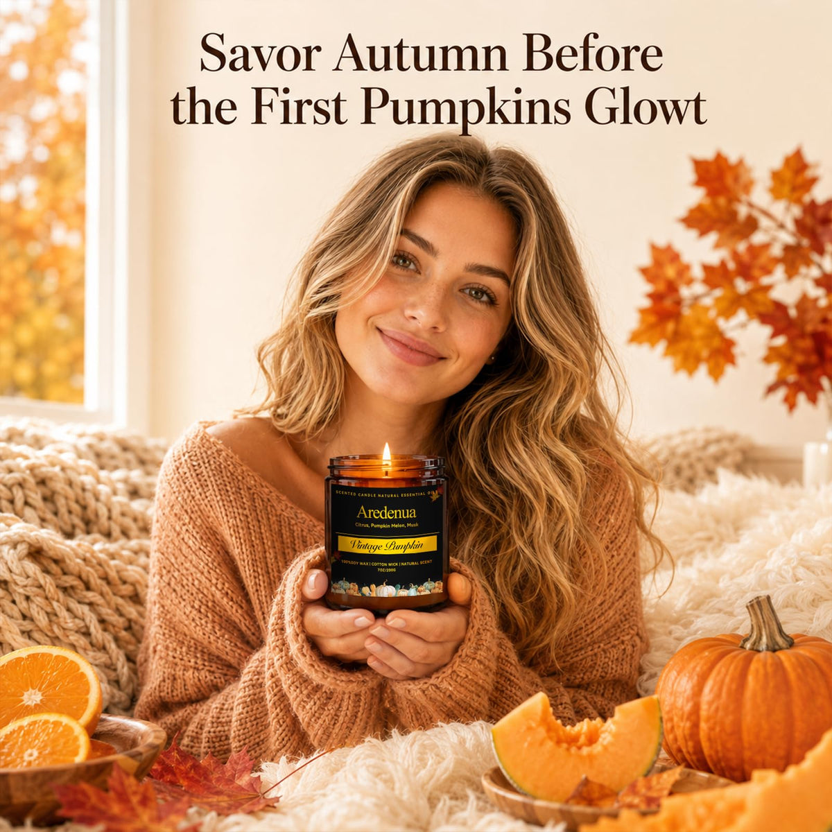 Fall Candles Set, 4 Pack, Cozy Autumn Seasonal Soy Candles Gift