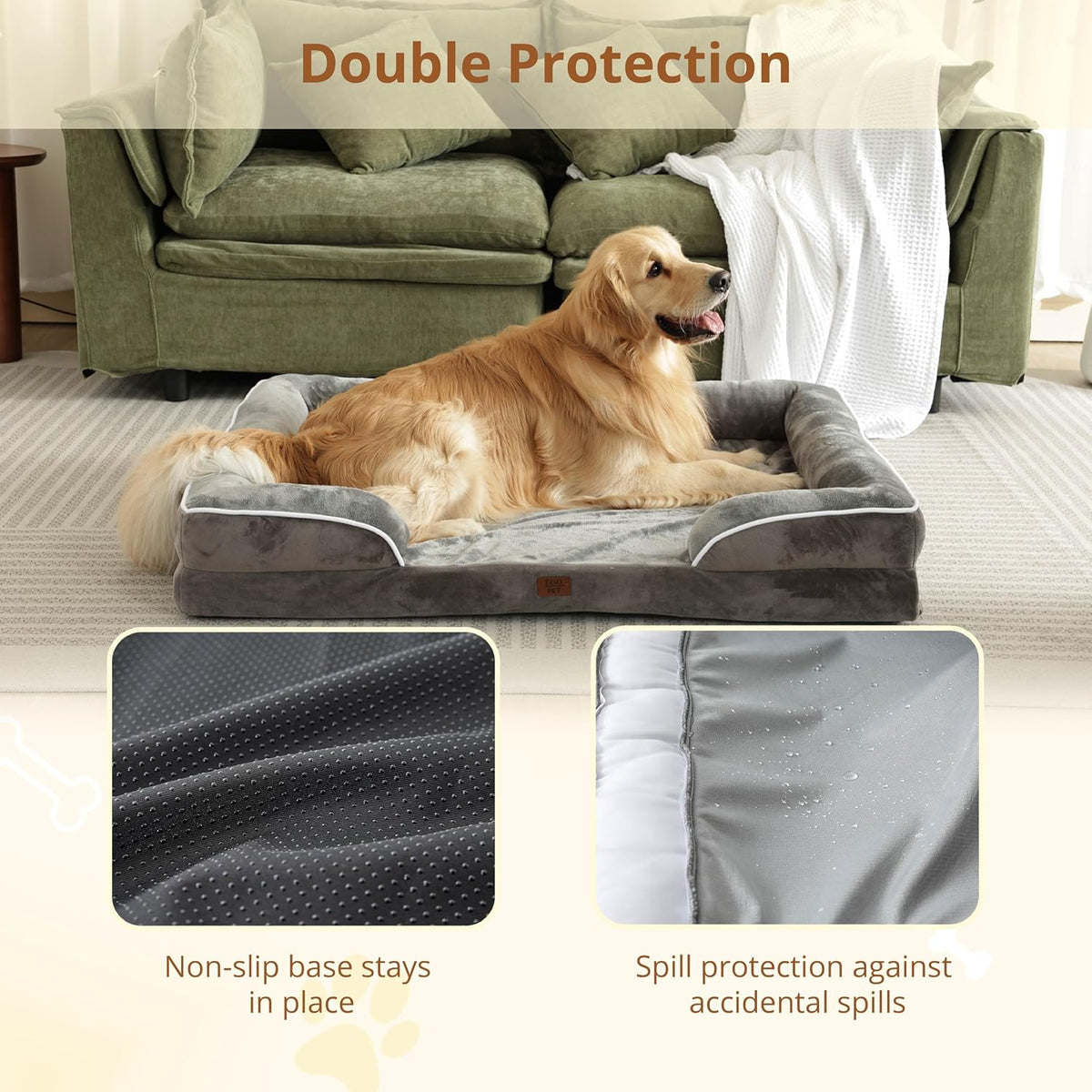 Orthopedic Dog Bed Medium Size Dogs: Comfort Cats Couch Sofa with Washable Removable Cover, Soft Flannel