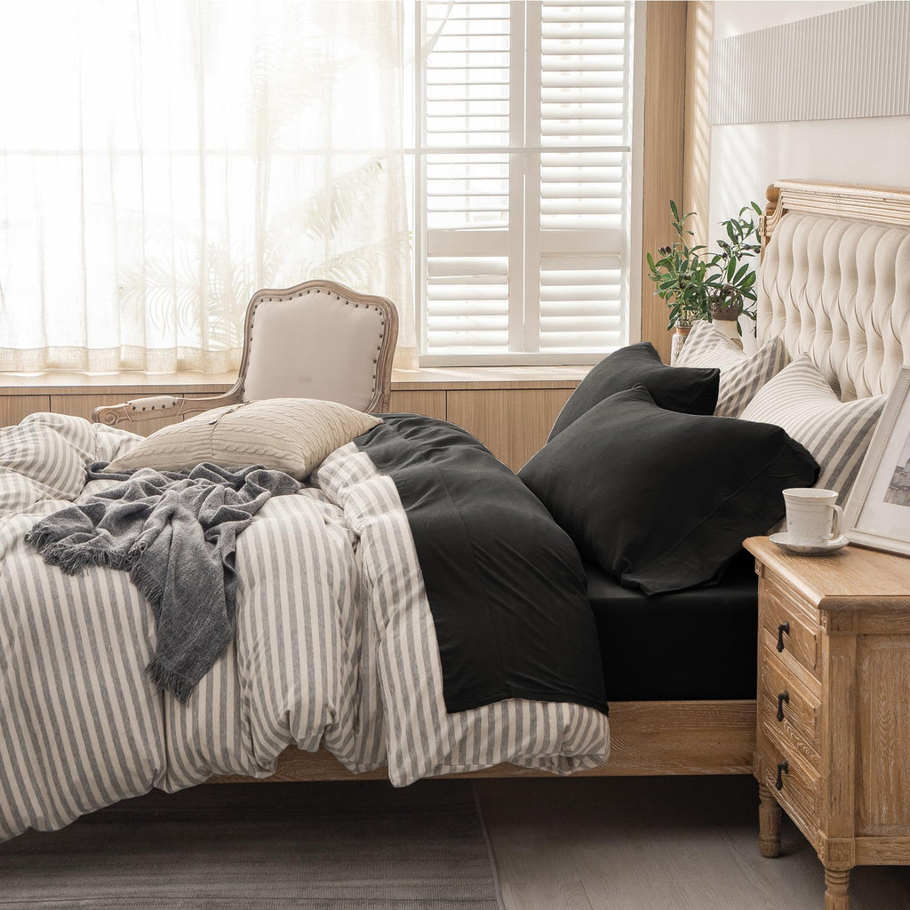 Jersey Knit Sheet Set Solid Black King