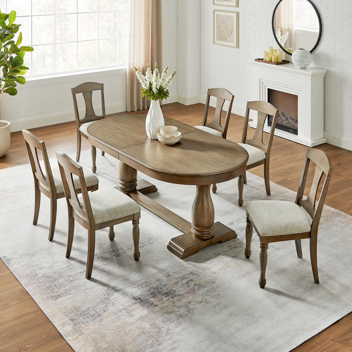 102'' Extendable Dining Table Kitchen Table for 6-10, Solid Wood Expandable Kitchen Table Oval Multifunctional Dining