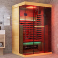 Full Spectrum Infrared Sauna，1-2 Person Home Sauna，Wooden Canadian Hemlock Indoor Spa Sauna with Resonance