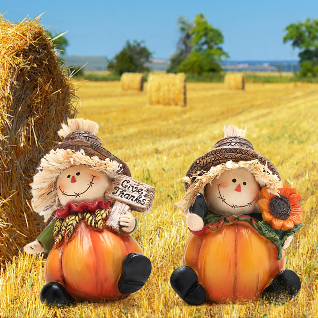 2 PCS Fall Harvest Scarecrow Decoration, Thanksgiving Centerpiece