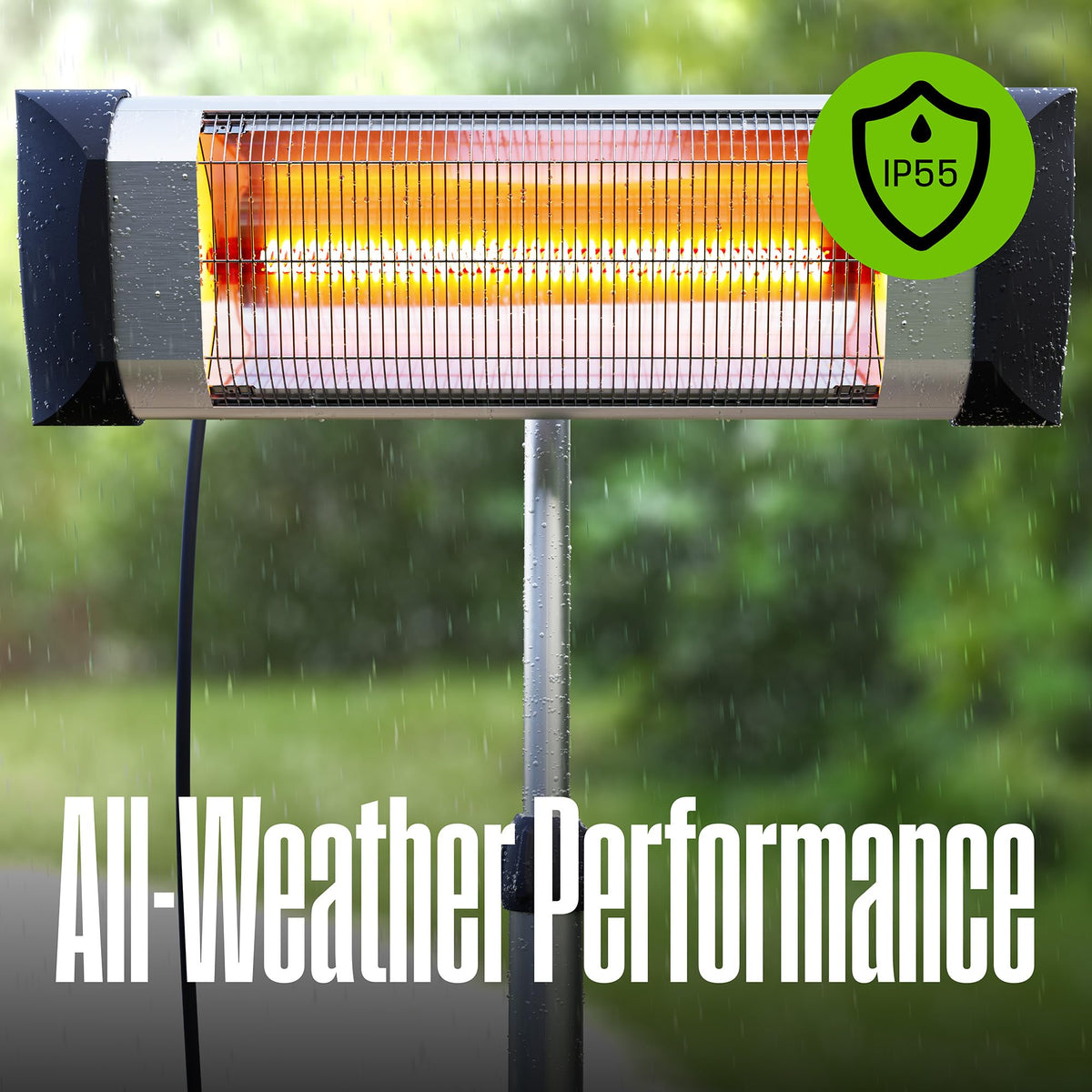 Outdoor Electric Patio Heater, Adjustable Height, Dust & Water Resistant, Auto Shut Off Tip Over Switch & Overheat