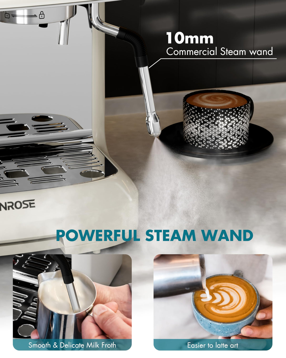 Espresso Machine with Grinder and Milk Frother, 20 Bar ULKA Pump