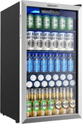 Mini Fridge 130 Can Beverage Refrigerator Cooler Glass Door for Soda Wine Beer, Beverage Cooler for Home, Bar